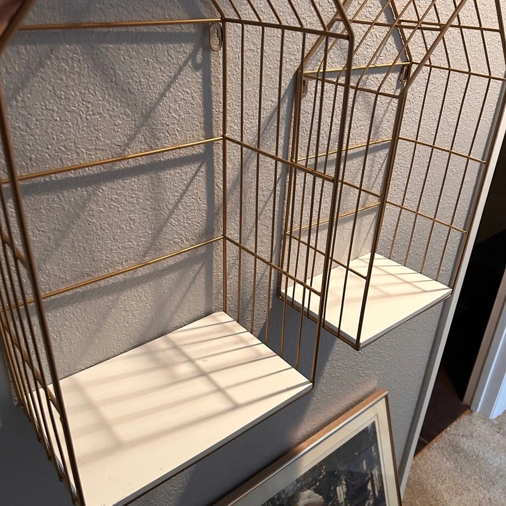 Elegant Copper Wire Wall Shelf 3 pcs